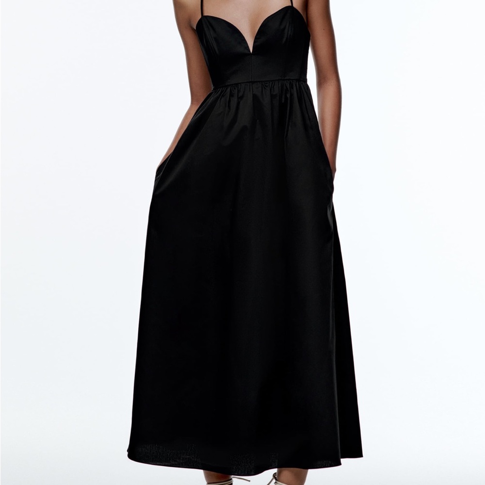 🖤 ZARA POPLIN MIDI DRESS NWOT 🖤